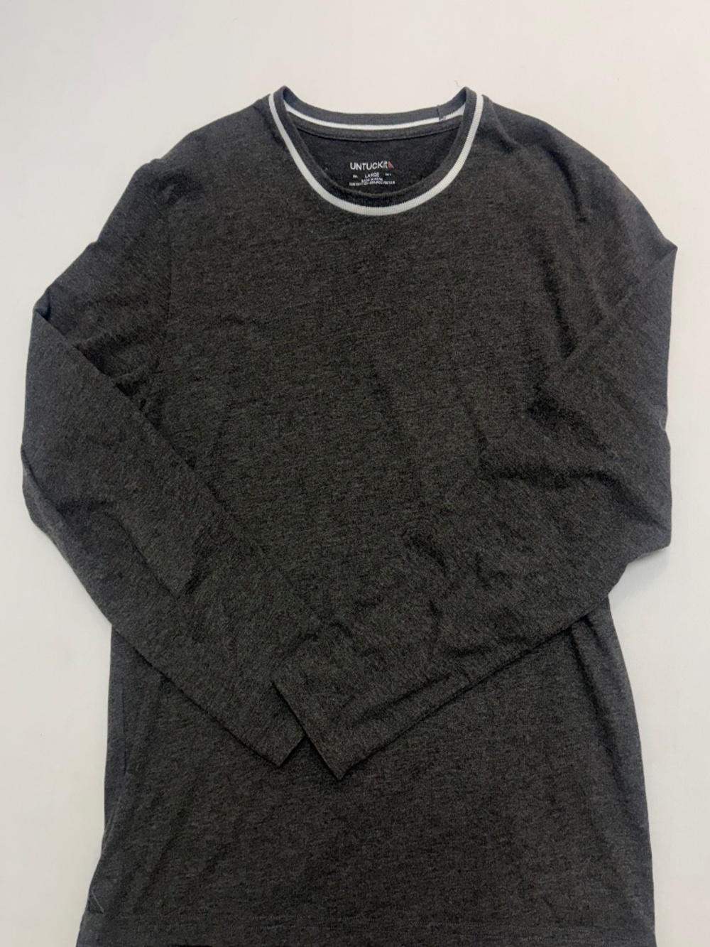 UNTUCKit Men’s Charcoal Gray Long Sleeve Crewneck Shirt Size Large